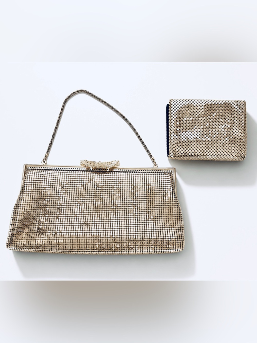 Whiting & Davis Silver Mesh Wallet and Unbranded Matching Evening Bag, EUC